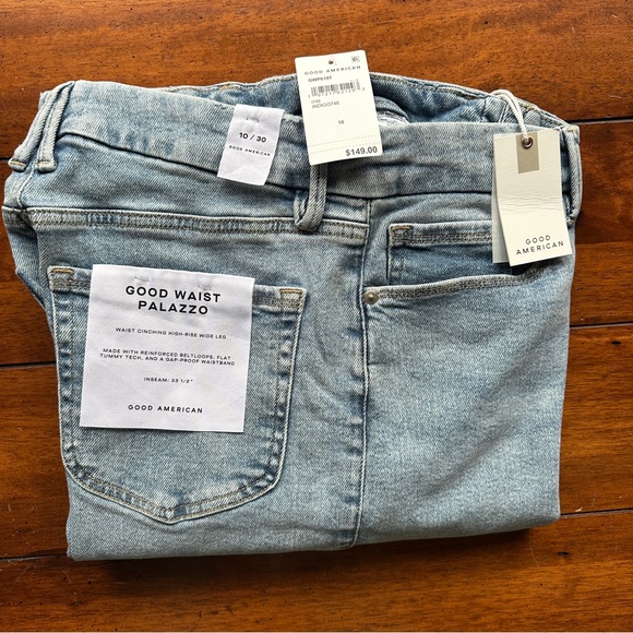 Good American Good Waist Palazzo Jeans Indigo Size 10 NWT - Picture 8 of 12